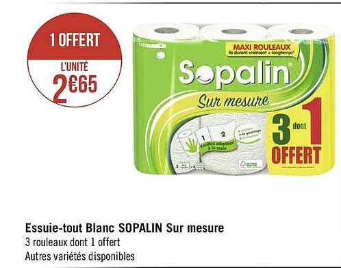 essuie-tout blanc sopalin sur mesure