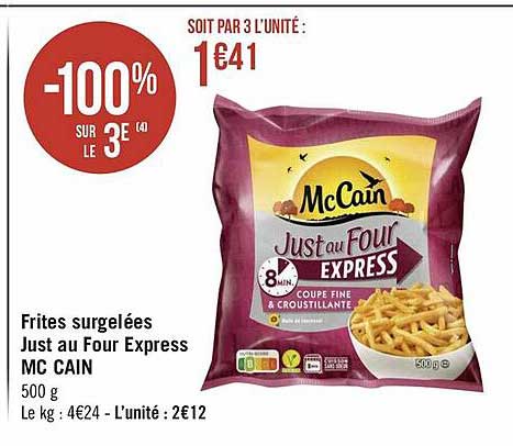 frites surgelées just au four express mc cain