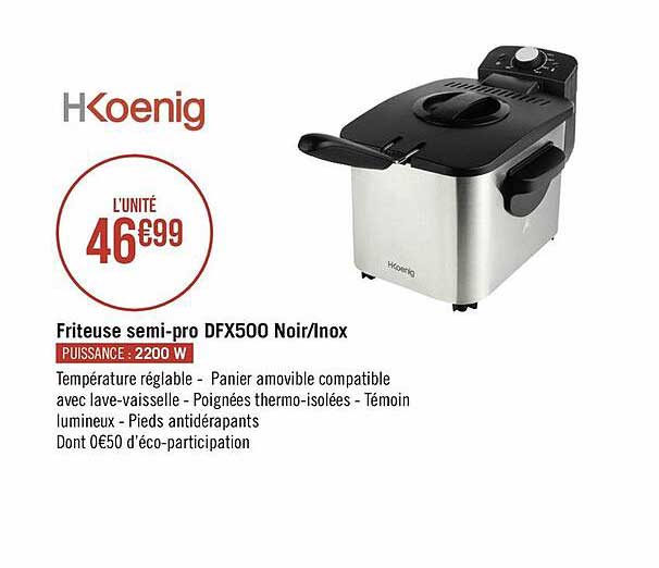 friteuse semi-pro dfx500 noir-inox