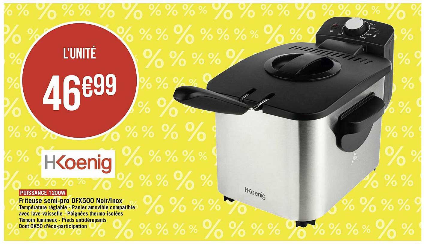 friteuse semi-pro dfx500 noir-inox