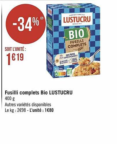 fusilli complets bio lustucru