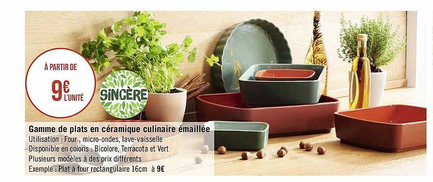 gamme de plats en céramique culinaire émaillée sincère