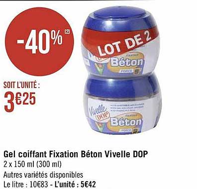 gel coiffant fixation béton vivelle dop