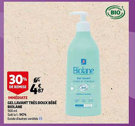gel lavant très doux bébé biolane
