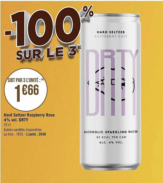 hard seltzer raspberry rose 4% vol. drty