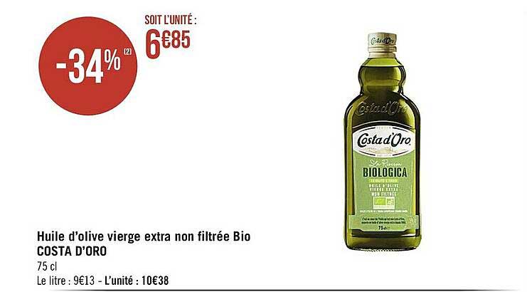 huile d'olive vierge extra non filtrée bio costa d'oro