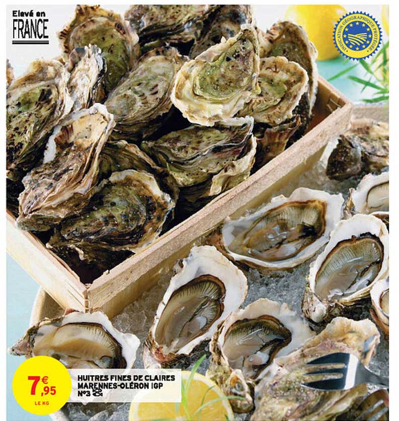 huîtres fines de claires marennes-oléron igp n°3