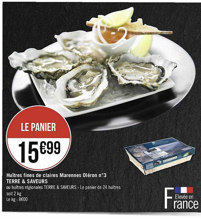 huîtres fines de claires marennes oléron n°3 terre & saveurs