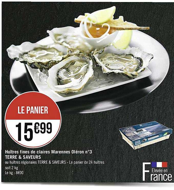 huîtres fines de claires marennes oléron n°3 terre & saveurs