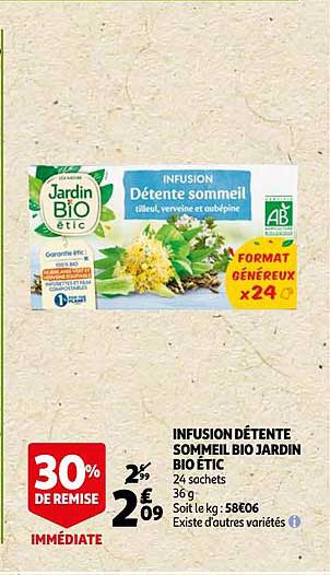 infusion détente sommeil bio jardin bio étic