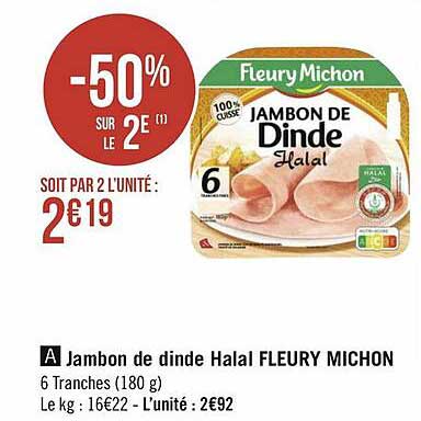 jambon de dinde halal fleury michon