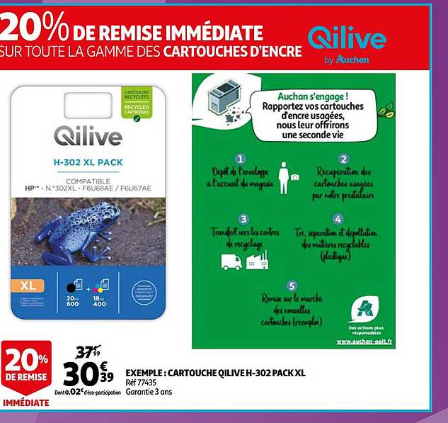 la gamme des cartouches d'encre qilive