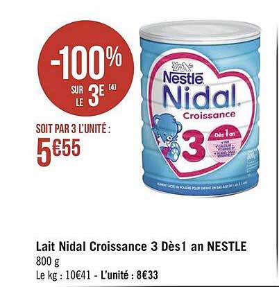 lait nidal croissance 3 dès 1 ans nestlé