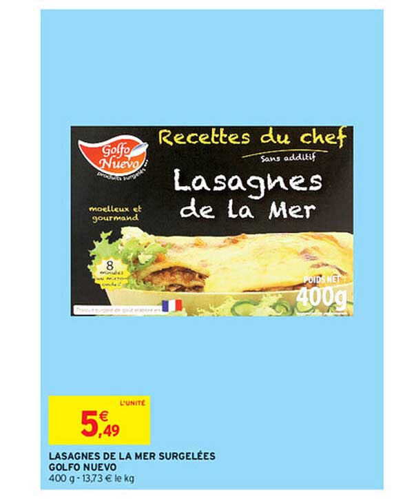 lasagnes de la mer surgelées golfo nuevo