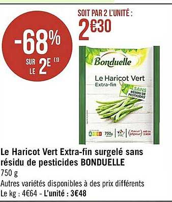 le haricot vert extra-fin surgelé sans résidu de pesticides bonduelle