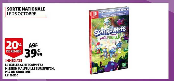 le jeu les schtroumpfs : mission malfeuille sur switch, ps4 ou xbox one