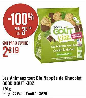 les animaux tout bio nappés de chocolat good goût kidz