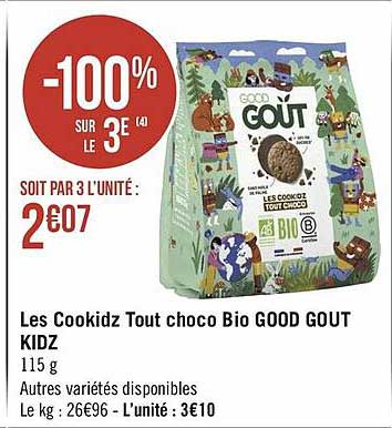 les cookidz tout choco bio good goût kidz