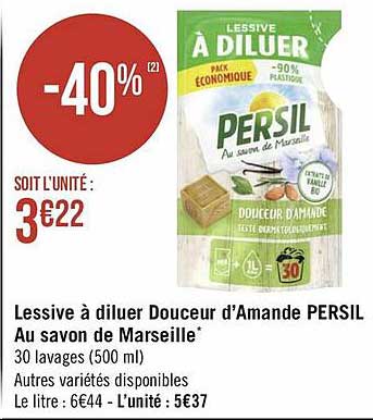 lessive à diluer douceur d'amande persil au savon de marseille