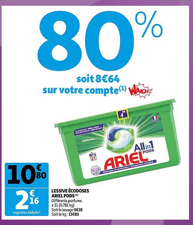 Lessive écodoses Ariel Pods