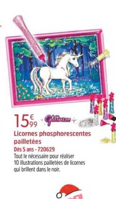 licornes phosphorescentes pailletées