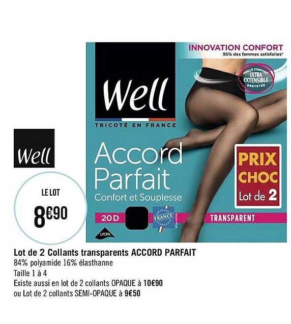 lot de 2 collants transparents accord parfait well