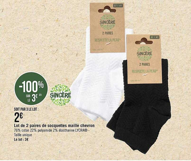 Lot De 2 Paires De Socquettes Maille Chevron Sincère