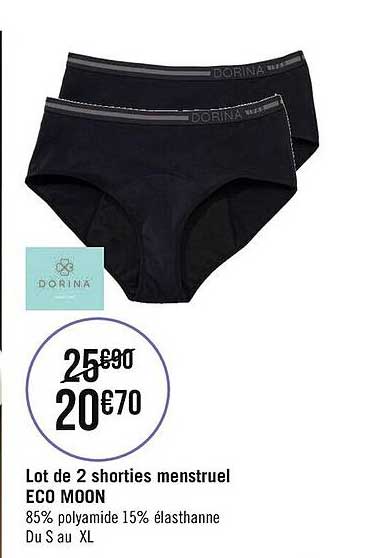 lot de 2 shorties menstruel éco moon
