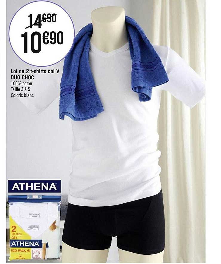 lot de 2 t-shirts col v duo choc athena
