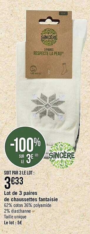Lot De 3 Paires De Chaussettes Fantaisie Sincère