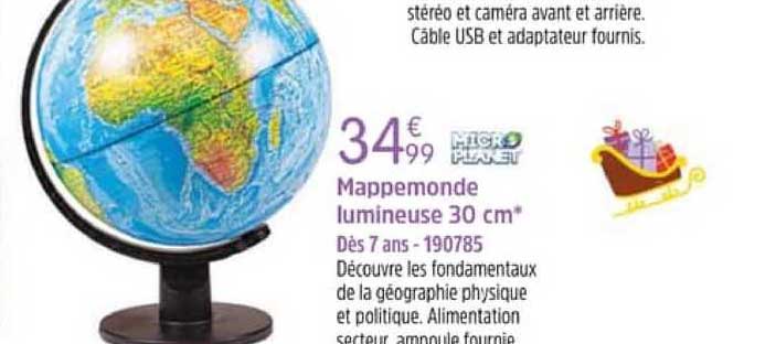 mappemonde lumineuse 30 cm