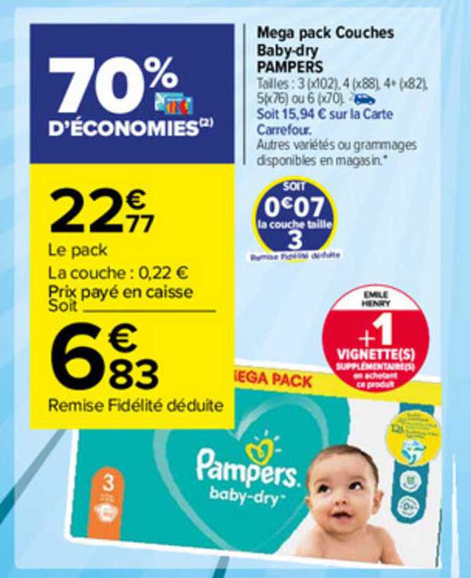 Méga Pack Couches Baby-dry Pampers
