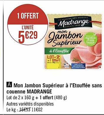 mon jambon supérieur à l'étouffée sans couenne madrange