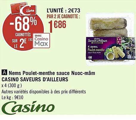 Nems Poulet-menthe Sauce Nuoc-mâm Casino Saveurs D'ailleurs