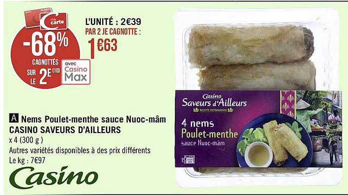 nems poulet-menthe sauce nuoc-mâm casino saveurs d'ailleurs