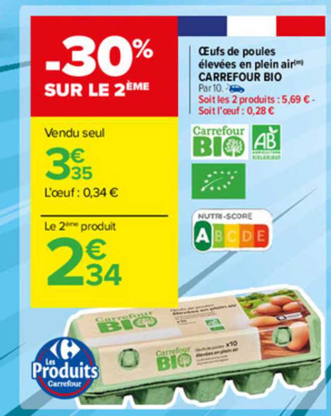 oeufs de poules élevées en plein air carrefour bio
