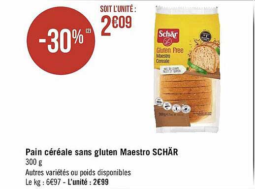pain céréale sans gluten maestro schär