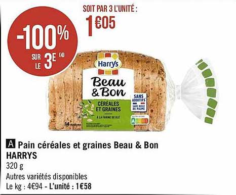 pain céréales et graines beau & bon harrys