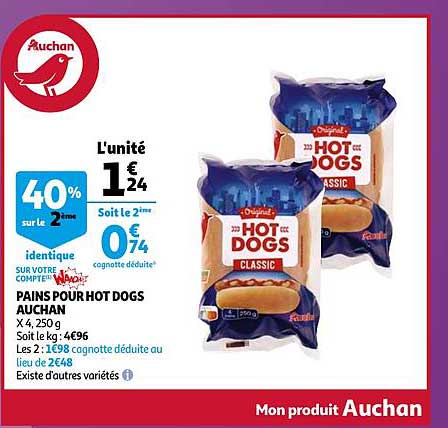 pains pour hot dogs auchan
