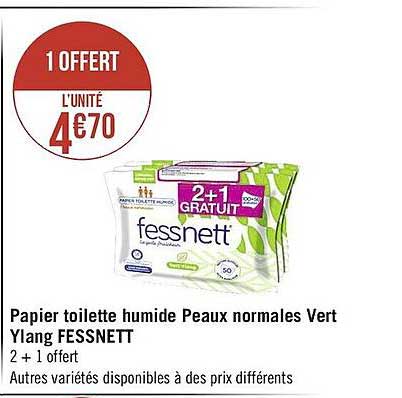 papier toilette humide peaux normales vert ylang fessnett