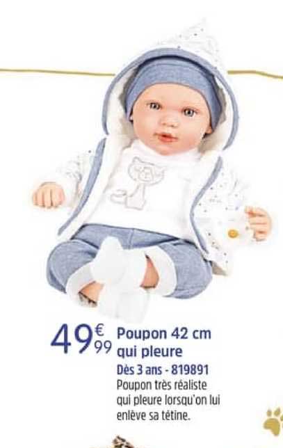 poupon 42 cm qui pleure