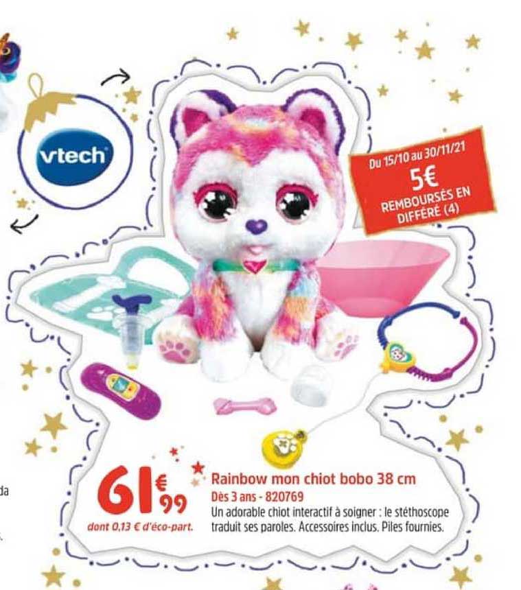 rainbow mon chiot bobo 38 cm vtech