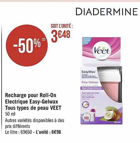 recharge pour roll-on électrique easy-gelwax tous types de peau veet