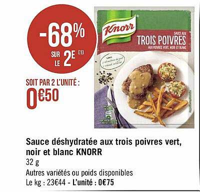 Sauce Déshydratée Aux Trois Poivres Vert, Noir Et Blanc Knorr