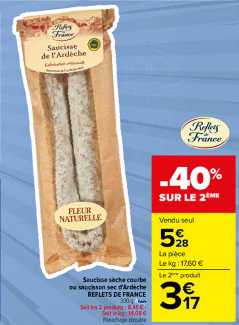 saucisse sèche courbe ou saucisson sec d'ardèche reflets de france