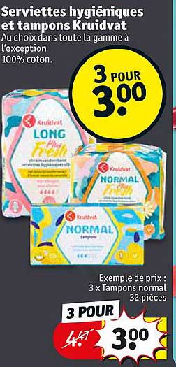 serviettes hygiéniques et tampons kruidvat