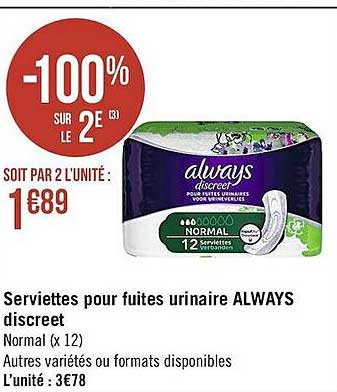 serviettes pour fuites urinaire always discreet