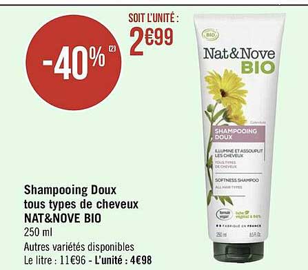 shampooing doux tous types de cheveux nat&nove bio