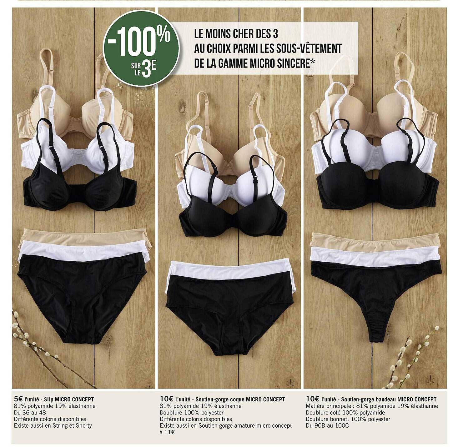 slip micro concept, soutien-gorge coque micro concept, soutien-gorge bandeau micro concept