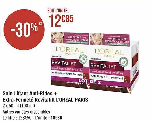 soin liftant anti-rides + extra-fermeté revitalift l'oréal paris